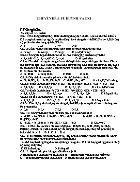 Chuyền đề Lưu huỳnh và oxi